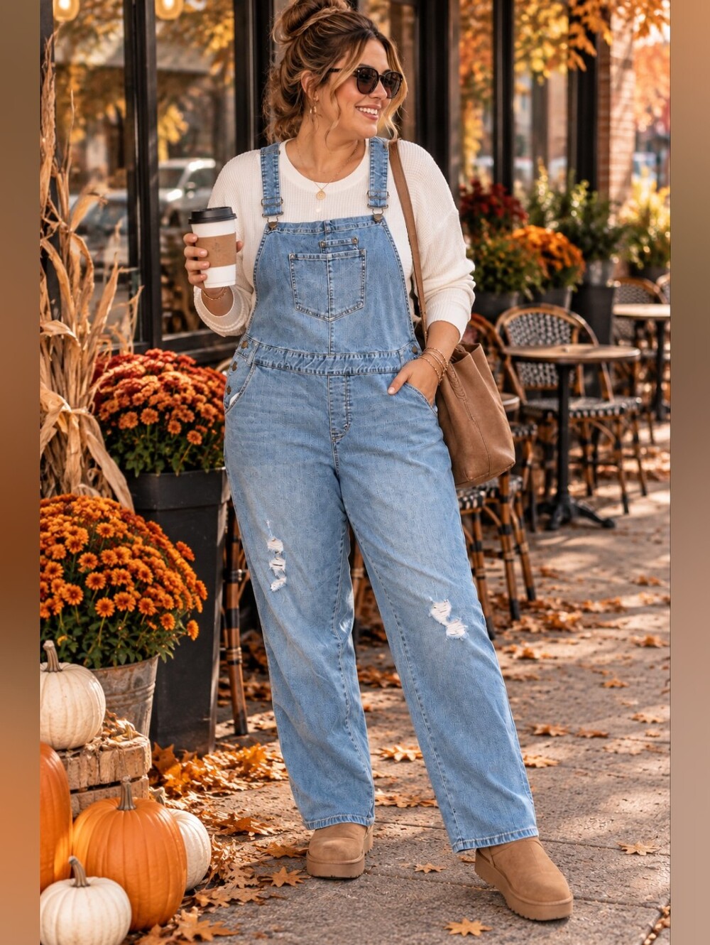 American Rag Distressed Denim Overalls Light Wash Plus Size 18W